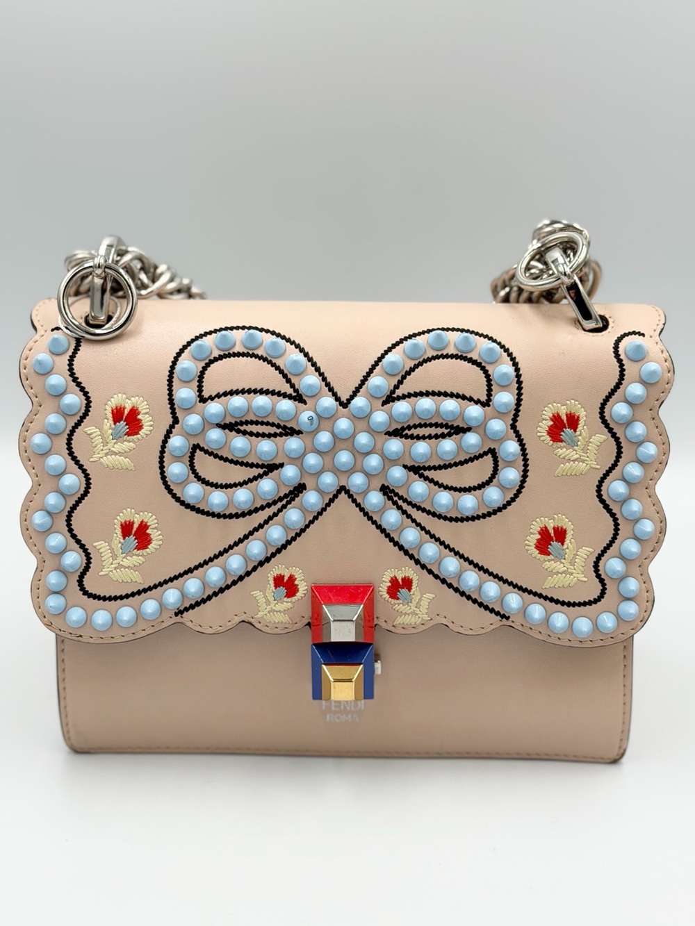 Fendi Small Kan I Shoulder Bag in Vitello Liberty Plaster Multicolor With COA